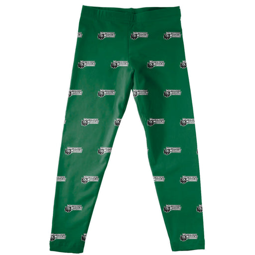 Northwest Missouri Bearcats Vive La Fete Girls Game Day All Over Logo Elastic Waist Classic Play Green Leggings Tights - Vive La Fête - Online Apparel Store
