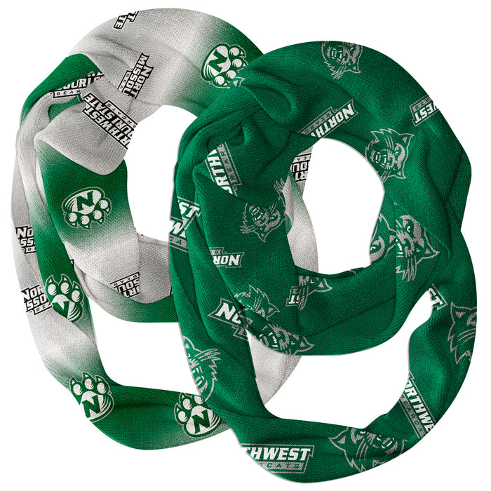 Northwest Missouri Bearcats Vive La Fete All Over Logo Collegiate Women Set of 2 Light Weight Ultra Soft Infinity Scarfs