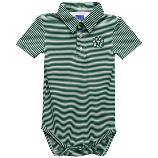 Northwest Missouri State University Bearcats Embroidered Hunter Green Pencil Stripe Knit Polo Onesie