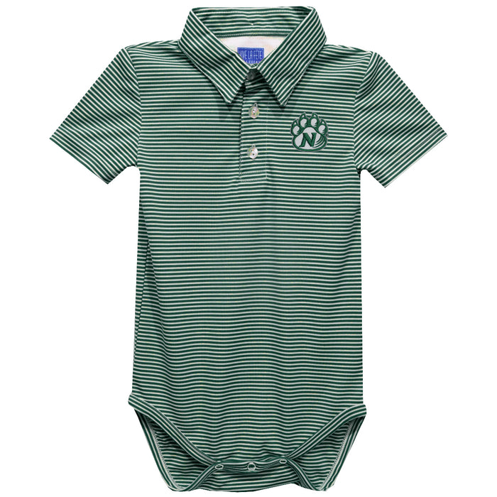 Northwest Missouri State University Bearcats Embroidered Hunter Green Pencil Stripe Knit Polo Onesie