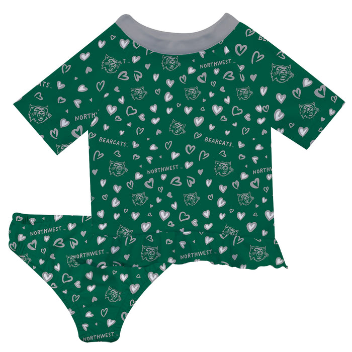 Northwest Missouri State University Bearcats Vive La Fete All Over Logo Green Long Sleeve Bikini Set