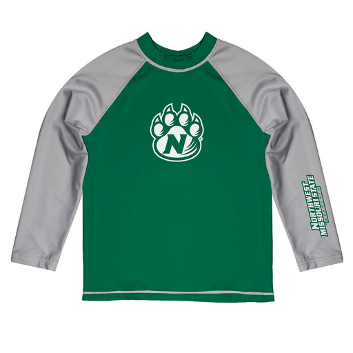 Northwest Missouri Bearcats Vive La Fete Logo Green Gray Long Sleeve Raglan Rashguard