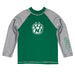 Northwest Missouri Bearcats Vive La Fete Logo Green Gray Long Sleeve Raglan Rashguard