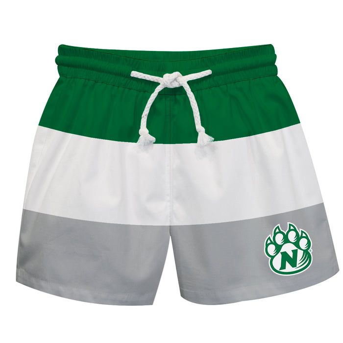 Northwest Missouri Bearcats Vive La Fete Green White Gray Stripes Swimtrunks V1