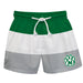 Northwest Missouri Bearcats Vive La Fete Green White Gray Stripes Swimtrunks V1