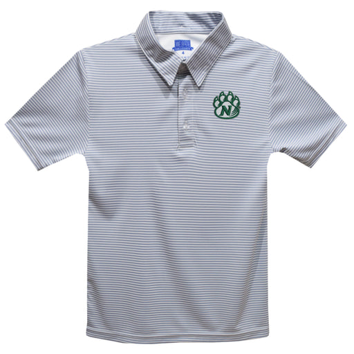 Northwest Missouri State University Bearcats Embroidered Gray Stripes Short Sleeve Polo Box Shirt