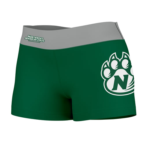 NWM Bearcats Vive La Fete Logo on Thigh & Waistband Green Gray Women Yoga Booty Workout Shorts 3.75 Inseam