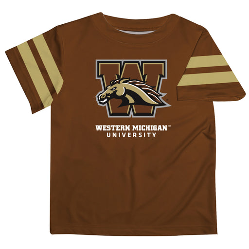 Western Michigan Broncos Vive La Fete Boys Game Day Brown Short Sleeve Tee with Stripes on Sleeves - Vive La Fête - Online Apparel Store