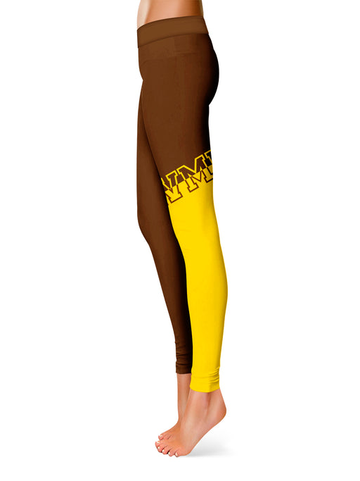 WMICH Broncos Vive la Fete Game Day Collegiate Leg Color Block Women Brown Gold Yoga Leggings - Vive La Fête - Online Apparel Store