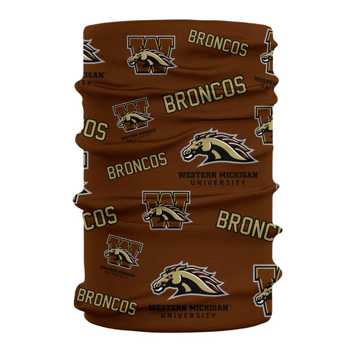 Western Michigan Broncos Neck Gaiter Brown All Over Logo - Vive La Fête - Online Apparel Store