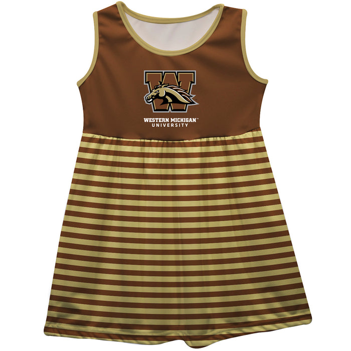 Western Michigan Broncos Vive La Fete Girls Game Day Sleeveless Tank Dress Solid Brown Logo Stripes on Skirt - Vive La Fête - Online Apparel Store