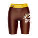 WMICH Broncos Vive La Fete Game Day Logo on Thigh and Waistband Black and BRown Women Bike Short 9 Inseam"
