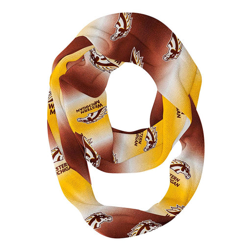 Western Michigan Broncos Vive La Fete All Over Logo Game Day Collegiate Women Ultra Soft Knit Infinity Scarf