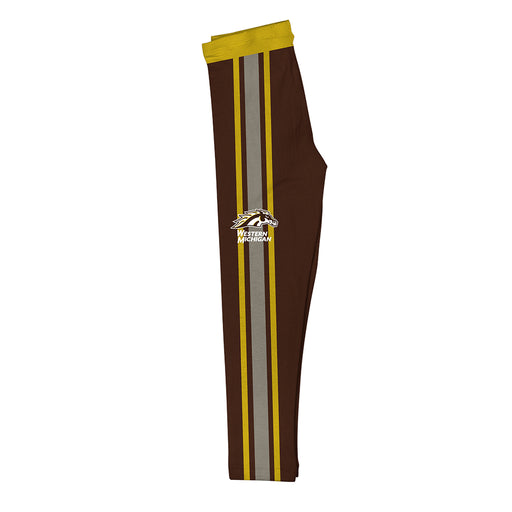 Western Michigan Broncos Vive La Fete Girls Game Day Brown with Gold Stripes Leggings Tights