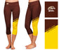 WMICH Broncos Vive La Fete Game Day Collegiate Leg Color Block Women Brown Gold Capri Leggings - Vive La Fête - Online Apparel Store