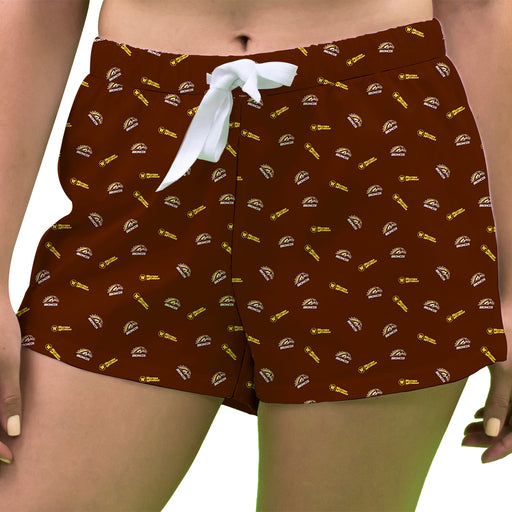 Western Michigan Broncos Vive La Fete Game Day All Over Logo Women Brown Lounge Shorts