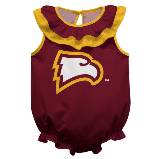 Winthrop University Eagles Maroon Sleeveless Ruffle Onesie Logo Bodysuit by Vive La Fete