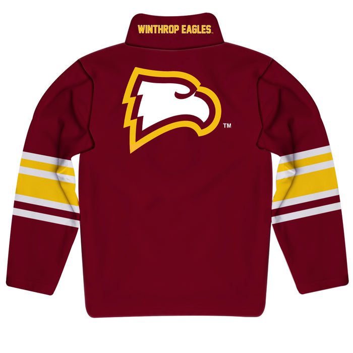 Winthrop University Eagles  Vive La Fete Game Day Maroon Quarter Zip Pullover Stripes on Sleeves - Vive La Fête - Online Apparel Store
