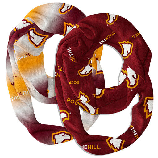 Winthrop Eagles Vive La Fete All Over Logo Game Day Collegiate Women Set of 2 Light Weight Ultra Soft Infinity Scarfs