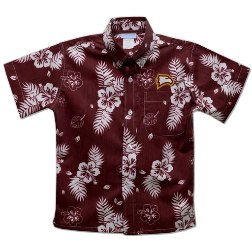 Winthrop University Eagles Maroon Hawaiian Short Sleeve Button Down Shirt