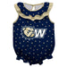 Wingate University Bulldogs Swirls Navy Sleeveless Ruffle Onesie Logo Bodysuit