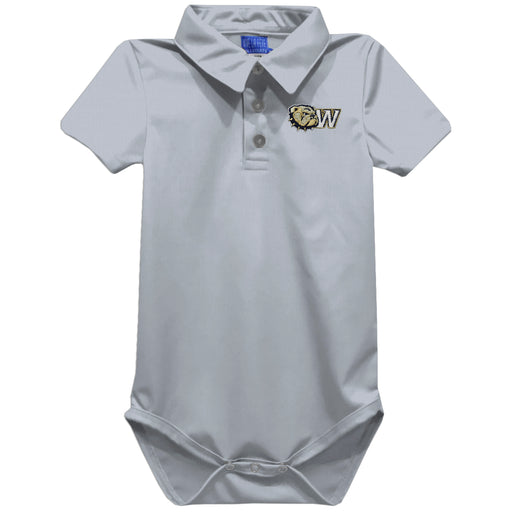Wingate University Bulldogs Embroidered Gray Solid Knit Polo Onesie