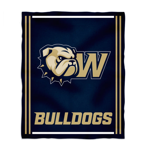 Wingate University Bulldogs Vive La Fete Kids Game Day Navy Plush Soft Minky Blanket 36 x 48 Mascot