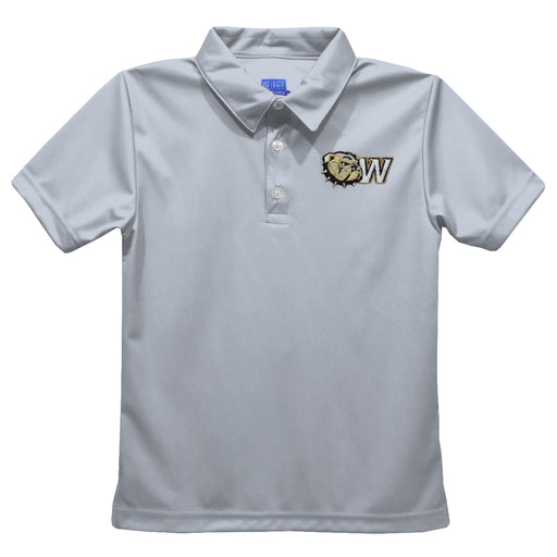 Wingate University Bulldogs Embroidered Gray Short Sleeve Polo Box Shirt