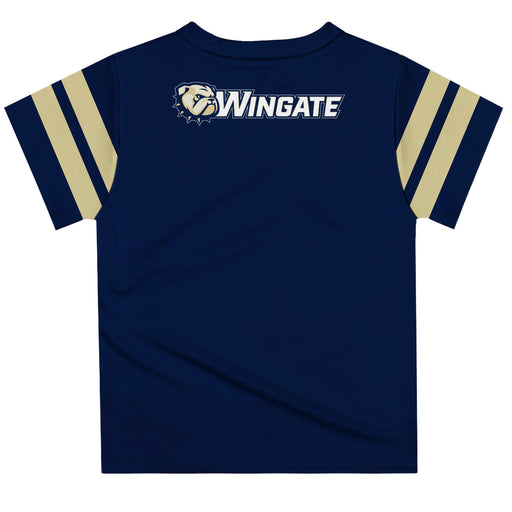 Wingate University Bulldogs Vive La Fete Boys Game Day Navy Short Sleeve Tee with Stripes on Sleeves - Vive La Fête - Online Apparel Store
