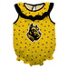College of Wooster Fighting Scots Swirls Yellow Sleeveless Ruffle Onesie Logo Bodysuit