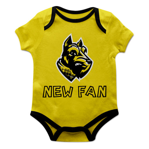 Wooster Fighting Scots Vive La Fete Infant Game Day Yellow Short Sleeve Onesie New Fan Logo and Mascot Bodysuit