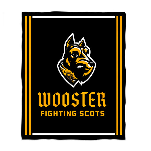 College of Wooster Fighting Scots Vive La Fete Kids Game Day Yellow Plush Soft Minky Blanket 36 x 48 Mascot
