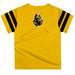 College of Wooster Fighting Scots Vive La Fete Boys Game Day Yellow Short Sleeve Tee with Stripes on Sleeves - Vive La Fête - Online Apparel Store