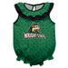 Wright State University Raiders Swirls Green Sleeveless Ruffle Onesie Logo Bodysuit