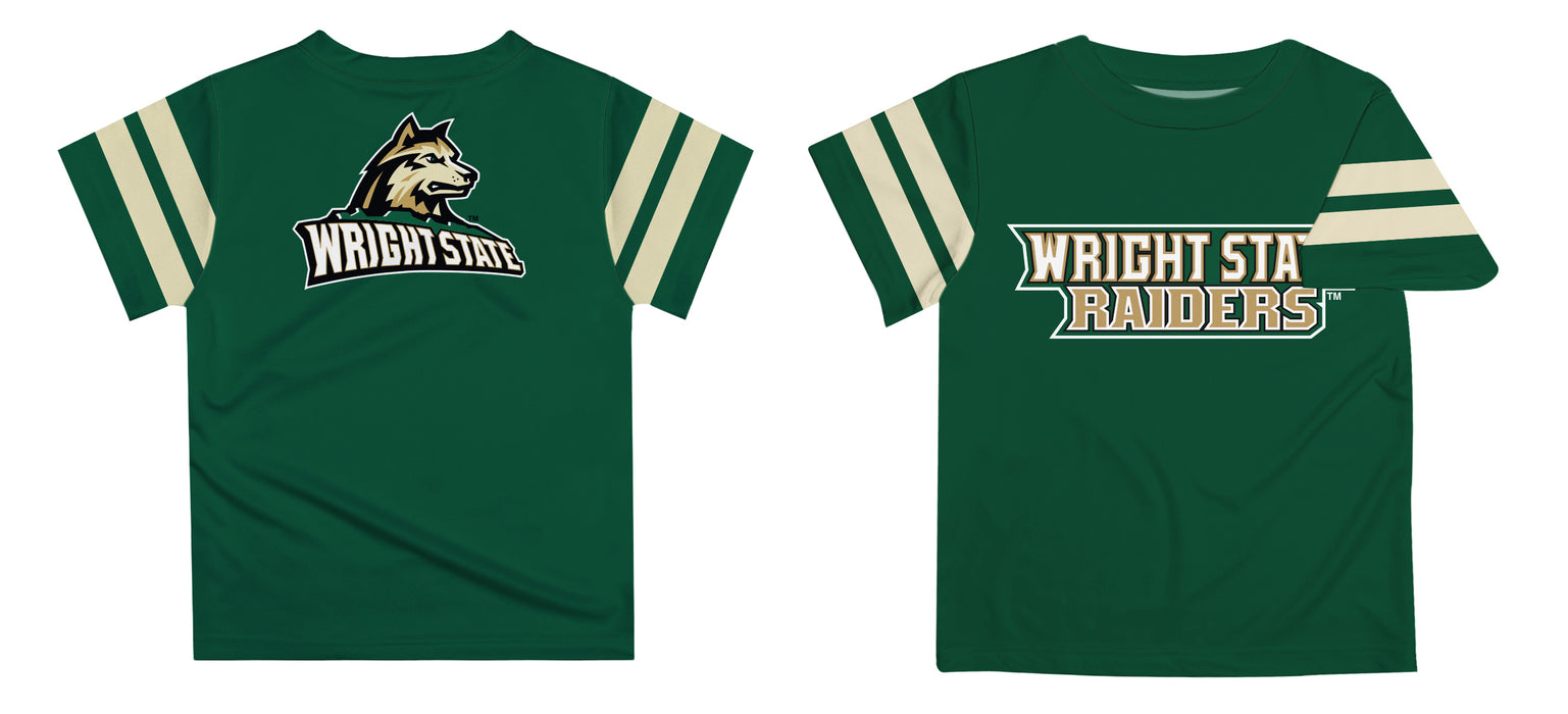Wright State Raiders Vive La Fete Boys Game Day Green Short Sleeve Tee with Stripes on Sleeves - Vive La Fête - Online Apparel Store