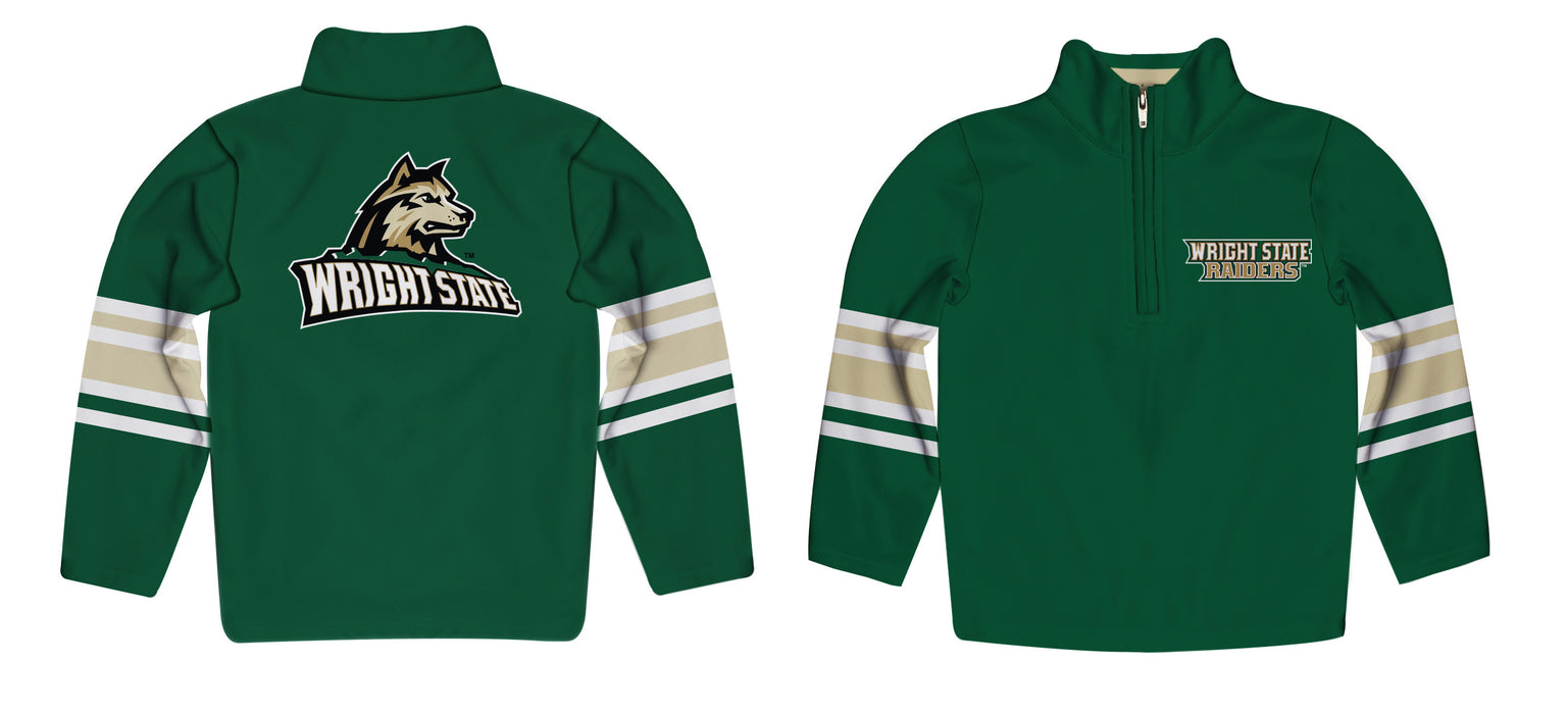 Wright State Raiders Vive La Fete Game Day Green Quarter Zip Pullover Stripes on Sleeves - Vive La Fête - Online Apparel Store