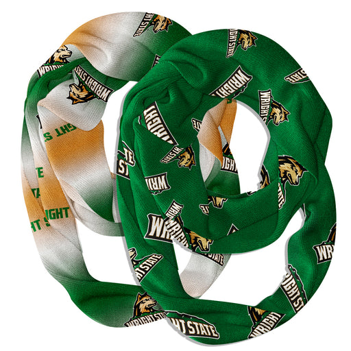 Wright State Raiders Vive La Fete All Over Logo Collegiate Women Set of 2 Light Weight Ultra Soft Infinity Scarfs