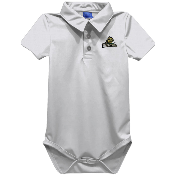Wright State University Raiders Embroidered White Solid Knit Polo Onesie
