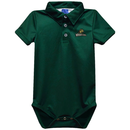 Wright State University Raiders Embroidered Hunter Green Solid Knit Polo Onesie