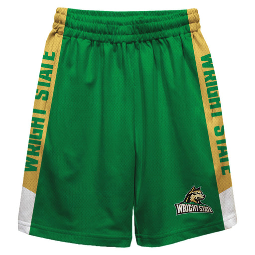Wright State Raiders Vive La Fete Game Day Green Stripes Boys Solid Gold Athletic Mesh Short