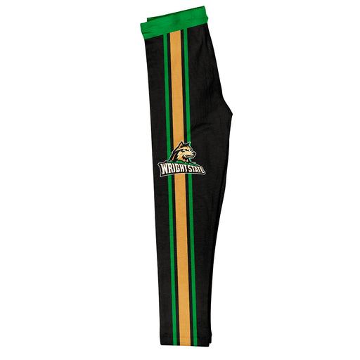Wright State Raiders Vive La Fete Girls Game Day Black with Green Stripes Leggings Tights
