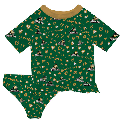 Wright State University Raiders Vive La Fete All Over Logo Green Long Sleeve Bikini Set