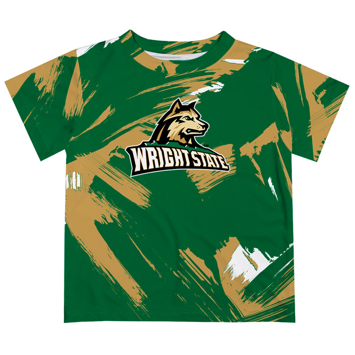 Wright State University Raiders Vive La Fete Boys Game Day Green Short Sleeve Tee Paint Brush