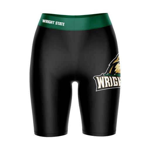 Wright State Raiders Vive La Fete Game Day Logo on Thigh and Waistband Black and Green Women Bike Short 9 Inseam