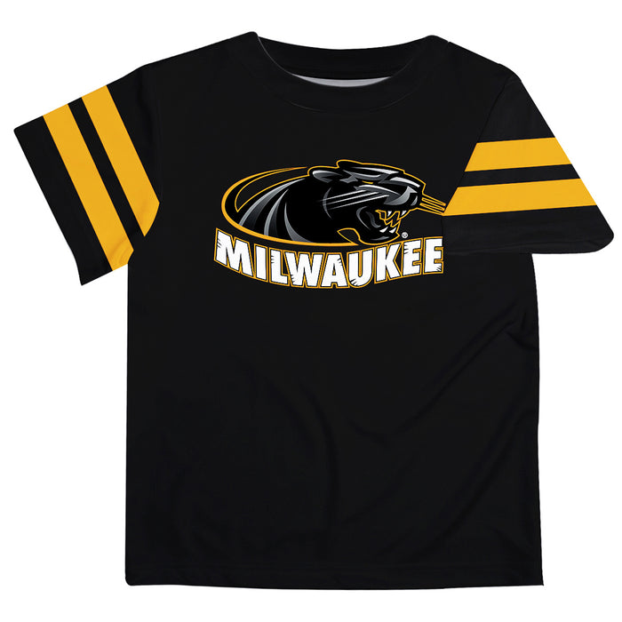 Milwaukee Panthers Vive La Fete Boys Game Day Black Short Sleeve Tee with Stripes on Sleeves - Vive La Fête - Online Apparel Store