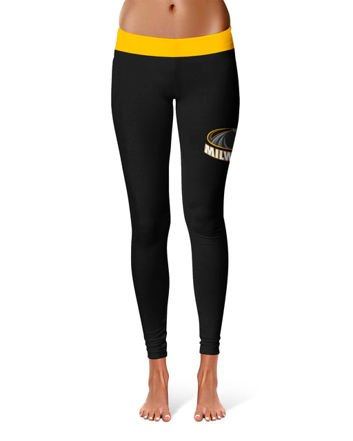Wisconsin Milwaukee Panthers Gold Waist Black Leggings - Vive La Fête - Online Apparel Store