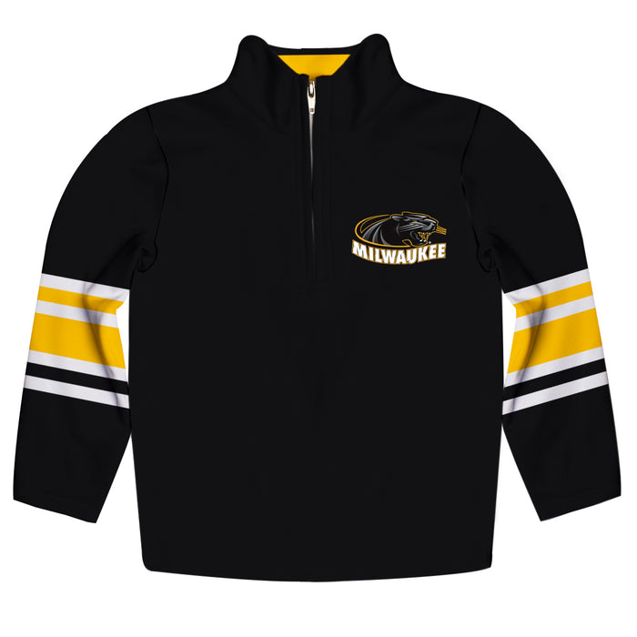 Wisconsin Milwaukee Panthers Vive La Fete Game Day Black Quarter Zip Pullover Stripes on Sleeves - Vive La Fête - Online Apparel Store