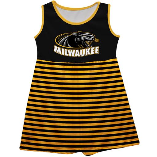 Milwaukee Panthers Vive La Fete Girls Game Day Sleeveless Tank Dress Solid Black Logo Stripes on Skirt - Vive La Fête - Online Apparel Store