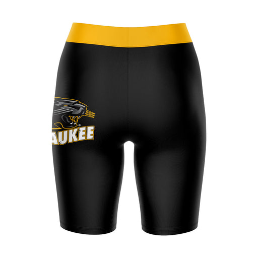 Milwaukee Panthers Vive La Fete Game Day Logo on Thigh and Waistband Black and Gold Women Bike Short 9 Inseam" - Vive La Fête - Online Apparel Store