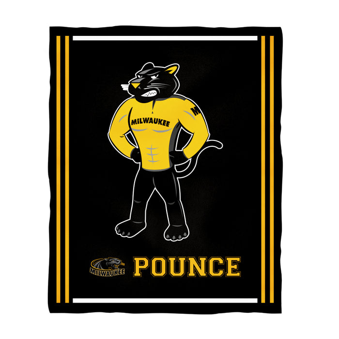Wisconsin Milwaukee Panthers Vive La Fete Kids Game Day Black Plush Soft Minky Blanket 36 x 48 Mascot